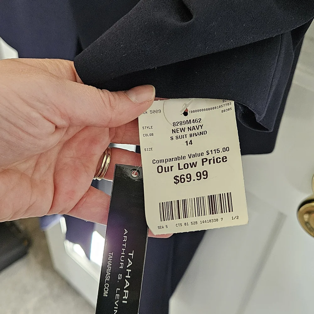 Tahari Navy Blazer with Gold Accent Buttons - Picture 3 of 9